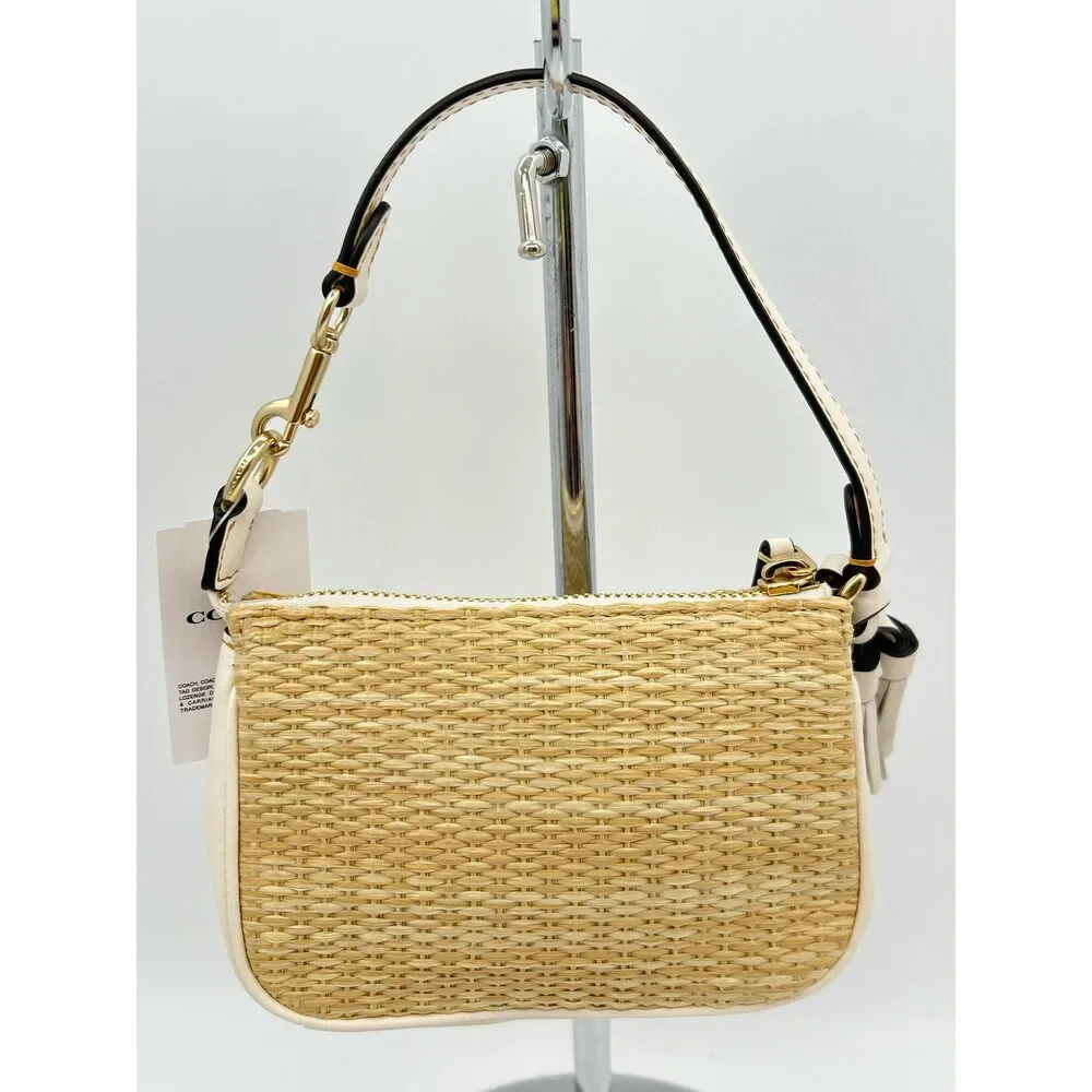 Coach Straw and Leather Women Wristlet
